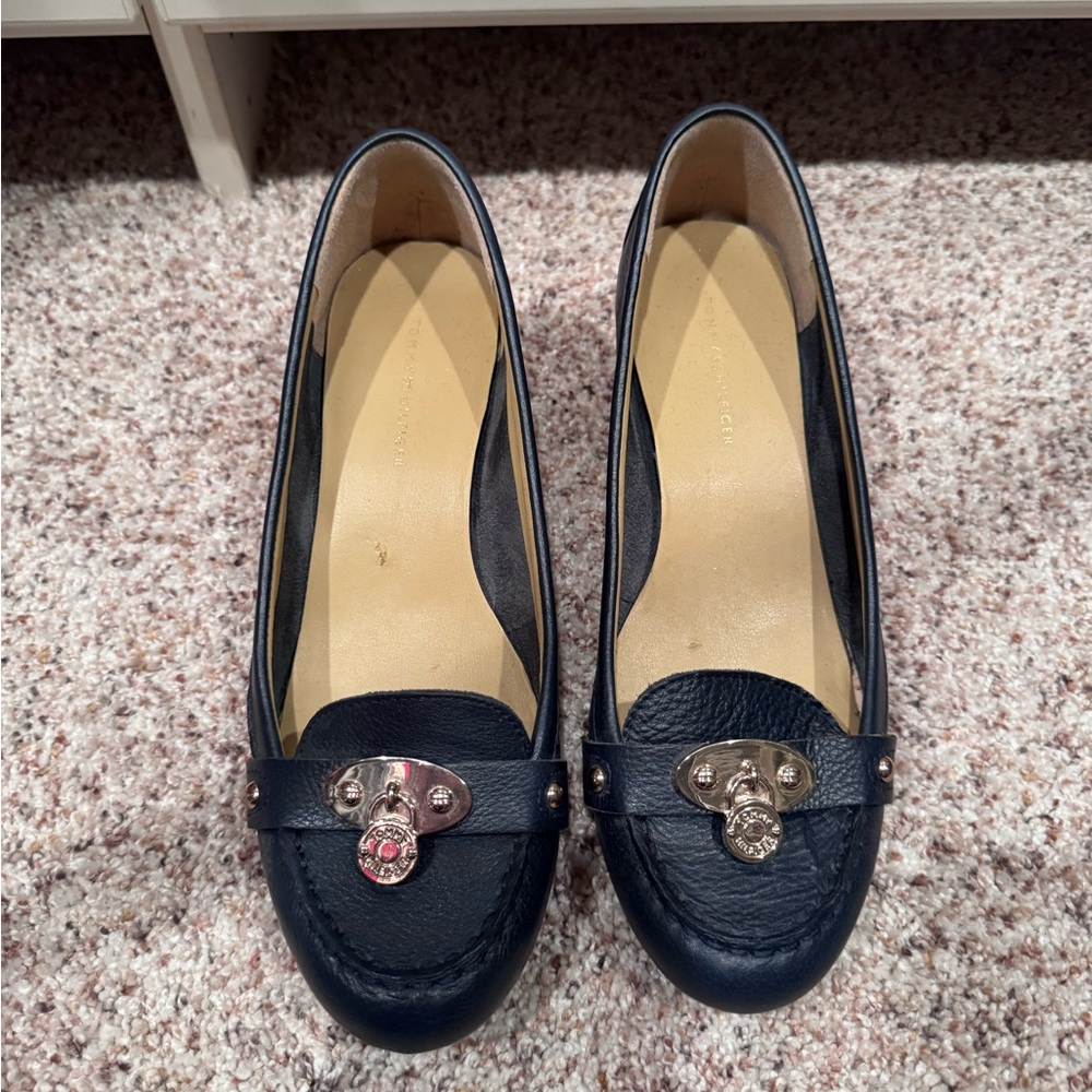 Tommy Hilfiger Navy Wood Grain Wedge Loafers